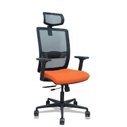 Piqueras y Crespo Silla Haches traslack malla negra asiento bali naranja brazos 2D ruedas 65mm cabecero regulable - orange multi-matériau 395TKM840B3_0