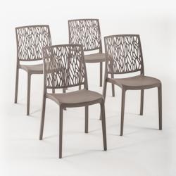 RATTATAN Set 4 Chaises en polypropylène avec fibre de verre empilables pour extérieur et jardin, bar et restaurant, cuisine design moderne - LISA -_0