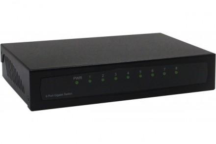 SWITCH RÉSEAU GIGABIT BOITIER MÉTALLIQUE NOIR 8 PORTS_0