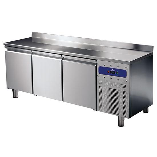 Table réfrigérée 600 mm avec 3 portes et dosseret -2°/+8°c - BNA0185_0