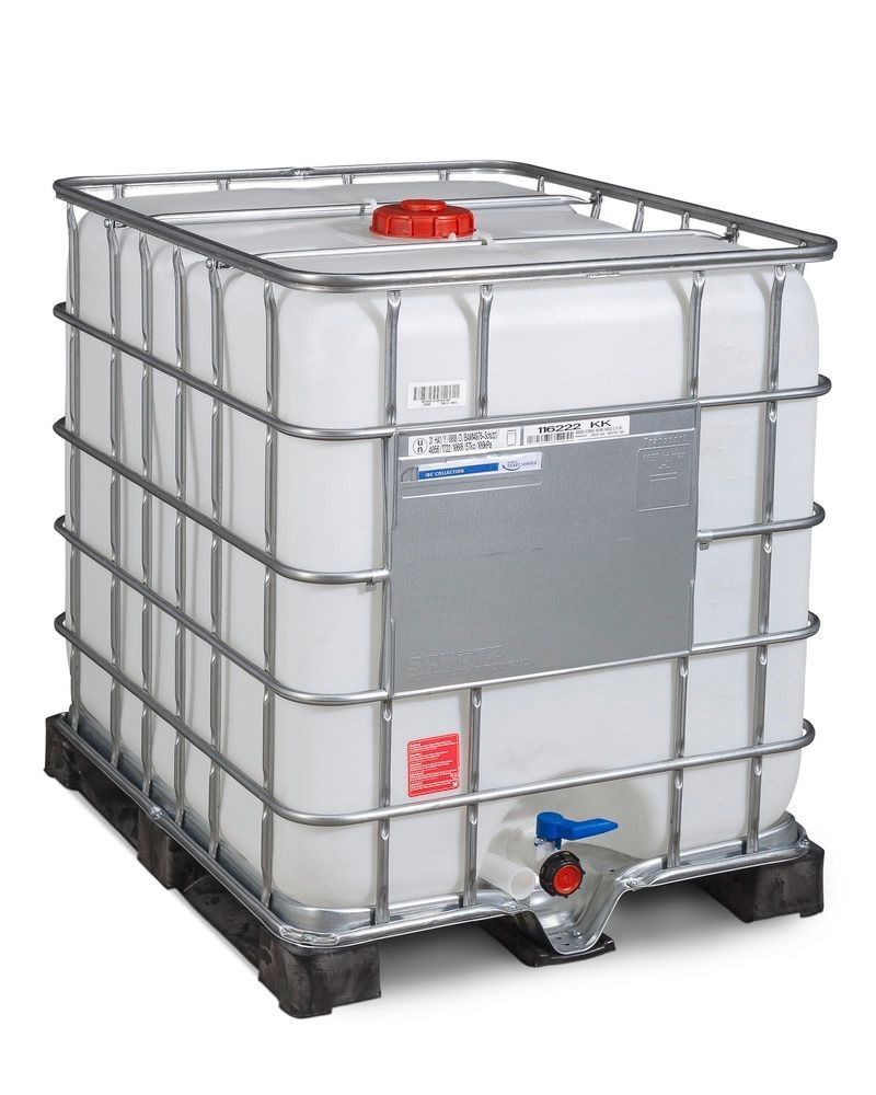 Cuve IBC produits dangereux 266167W , palette PE, 1000 litres, ouverture DN 150_0