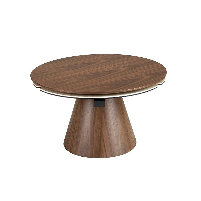 AC ANGEL CERDA Angel Cerdá Table basse extensible ronde en noyer et marbre porcelainé 2168C Ø80 x 43 - marron Bois manufacturé 8435631045274_0