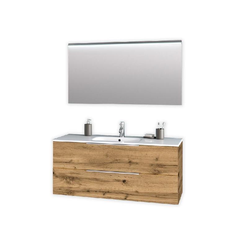 AQA Design Composition de salle de bain en mélamine chêne LARISSA L.121 P.46,5 H.190 MPLA39-QUE - marron Bois manufacturé MPLA39-QUE_0