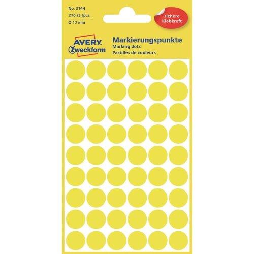 Avery Zweckform Etui de 270 pastilles adhésives, diamètre 12 mm, coloris jaune (5 feuilles / cdt) - jaune 3144_0