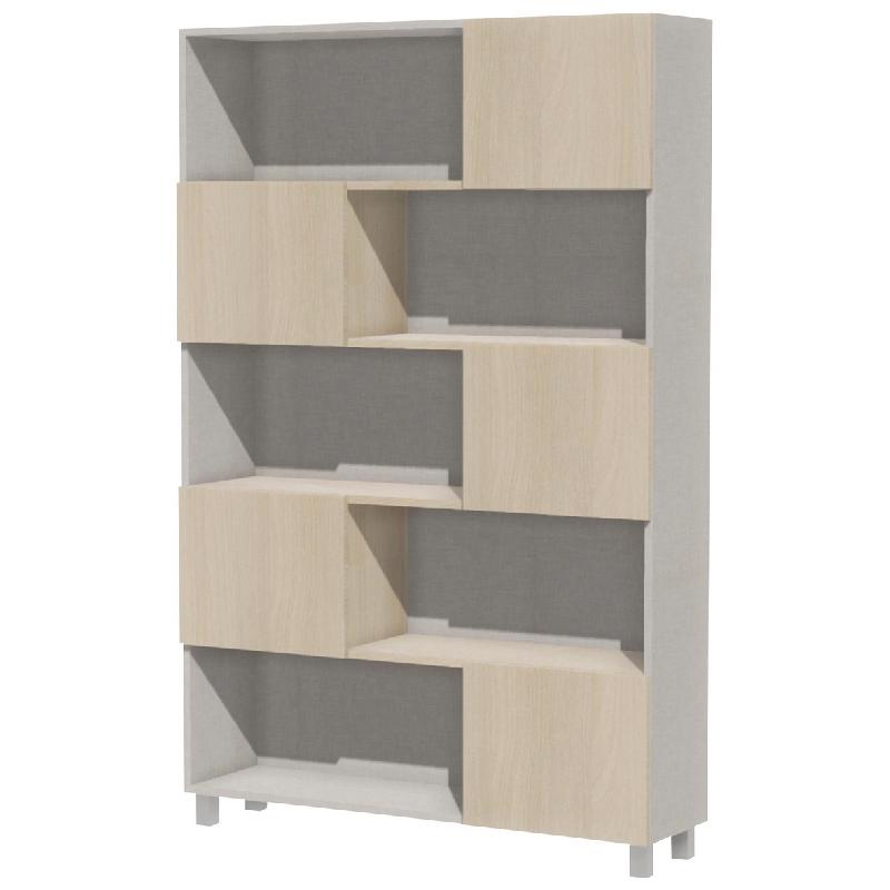 BIBLIOTHÈQUE IDENTITÉ 5 PORTES 120 CM ARGENT/PIN - MANUTAN COLLECTIVITÉS