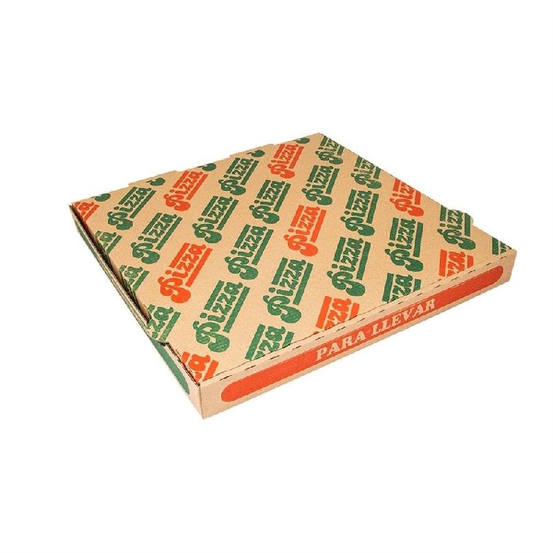 Boite pizza The Pack carton nano micro naturel, vert, rouge 33x33x3.8cm par 100_0