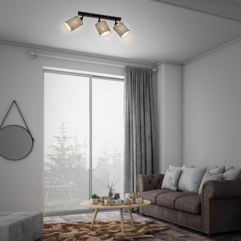 BRILONER PLAFONNIER À SPOTS STOFA DÉCO ÉTOILES, GRIS 3 LPES