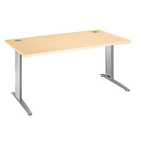 BUREAU DROIT EXCELLENS L 160 CM HÊTRE RÉGLABLE EN HAUTEUR PIÉTEMENT MÉTAL ANTHRACITE