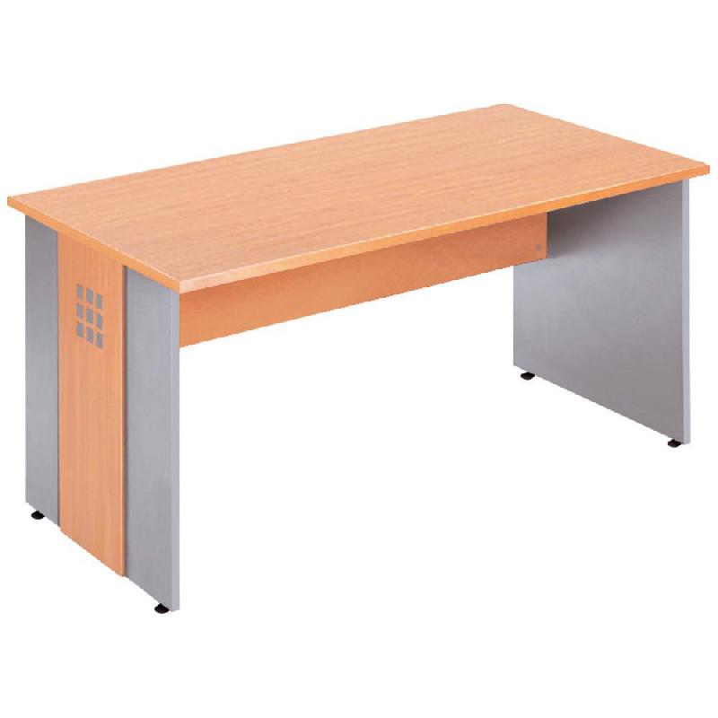 BUREAU DROIT AXIOME - L. 120 X P. 80 CM - PLATEAU HETRE - PIEDS PLEINS ALUMINIUM
