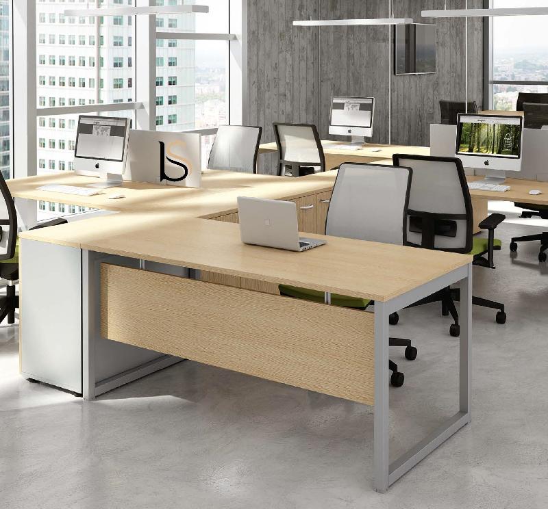 Bureau rectangulaire pieds cadre Practika P2 - Quadrifoglio - 120, Alu, Blanc, Sans voile de fond_0