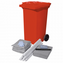 Conteneur mobile d'intervention pour tous liquides - Absorption 100 L - 50 feuilles, 5 boudins, 4 coussins_0