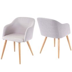 Décoshop26 - 2x chaises de salle à manger cuisine design rétro accoudoirs tissu gris clair pieds en métal aspect bois 04_0000365 - gris 3000252968988_0