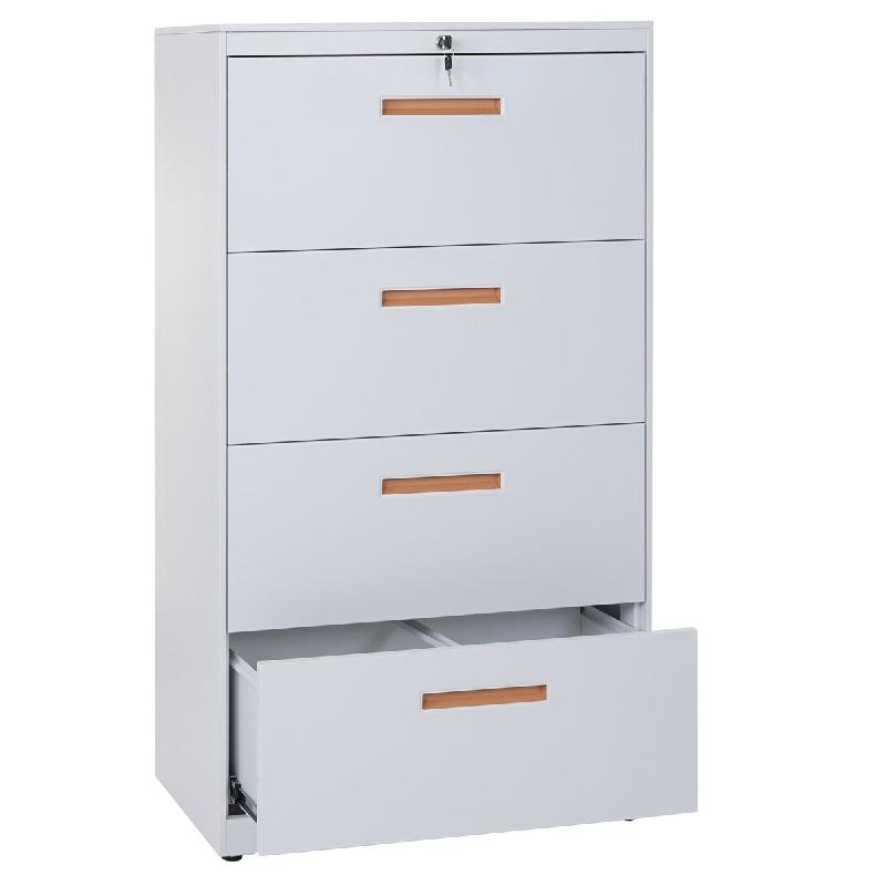 Décoshop26 - Armoire de bureau avec 4 tiroirs pour documents A4 132 x 76 x 46 cm sécurisée design épuré en acier gris 04_0011185 - gris acier 300_0