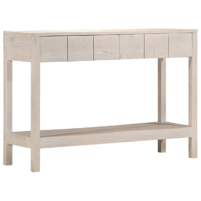 Décoshop26 - Table console avec 2 tiroirs et 1 étagère 110 x 35 x 75 cm bois de manguier blanc DEC031687 - blanc Bois massif 3000258591036_0