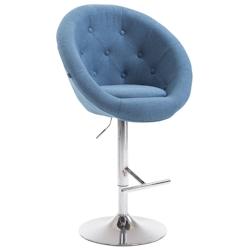 Décoshop26 - Tabouret de bar design moderne forme œuf capitonné avec repose-pieds en métal chromé tissu bleu TDB10332 - bleu 3000507769605_0