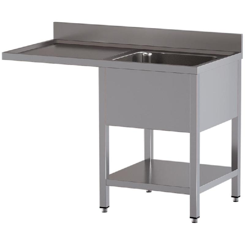 Diamond - Plonge 1 cuve et 1 égouttoir gauche, avec sous tablette et espace lave-vaisselle - réf. L1411/VD-SS1 - inox AKS-L1411/VD-SS1_0