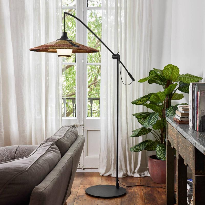 FORESTIER PARROT LAMPADAIRE ABAT-JOUR ABACA, BRUN