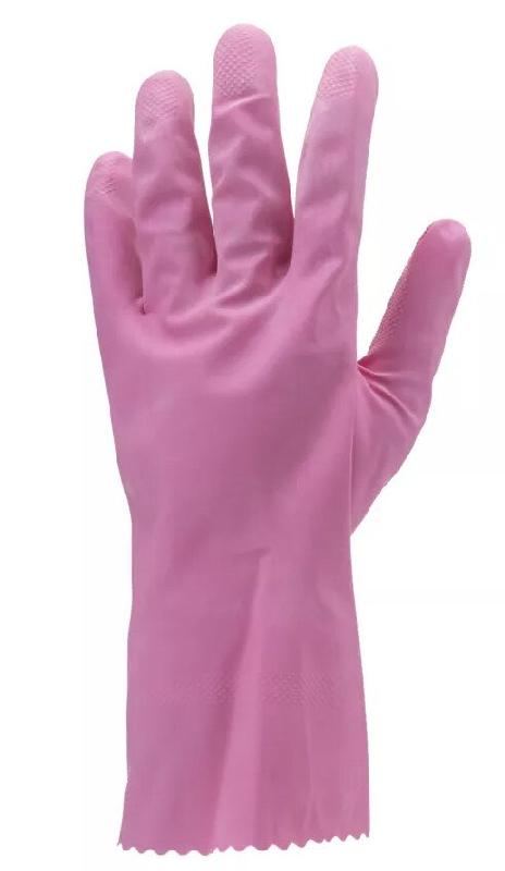 Gants de ménage latex rose - UE10 - intérieur coton flocké - tailles 8 - EUROPROTECTION_0