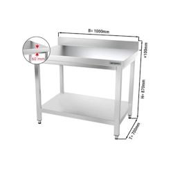 GGM Gastro Tables Inox de Travail Premium avec Dosseret et Etagère - Profondeur 700 mm - ATK107A - 4063326066170_0