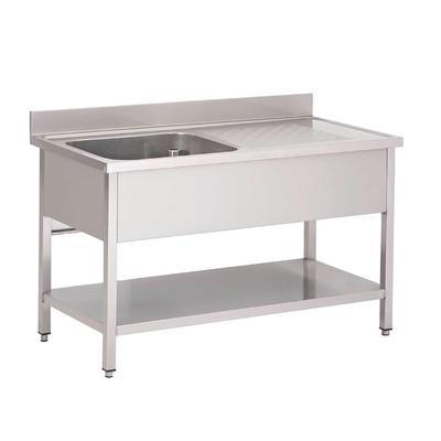 Gn202-gas -plonge inox avec étagère basse gastro m 1 bac à gauche 1600 x 700 x 850mm_0