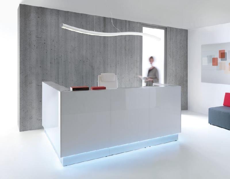 Grande banque d'accueil lumineuse modèle Linea version haute - MDD - Sans, Blanc_0