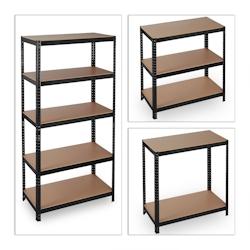 HELLOSHOP26 - Étagère charge lourde meuble de rangement à clip cave charge garage 180 cm acier MDF noir 13_0001062 - noir 3000142498984_0