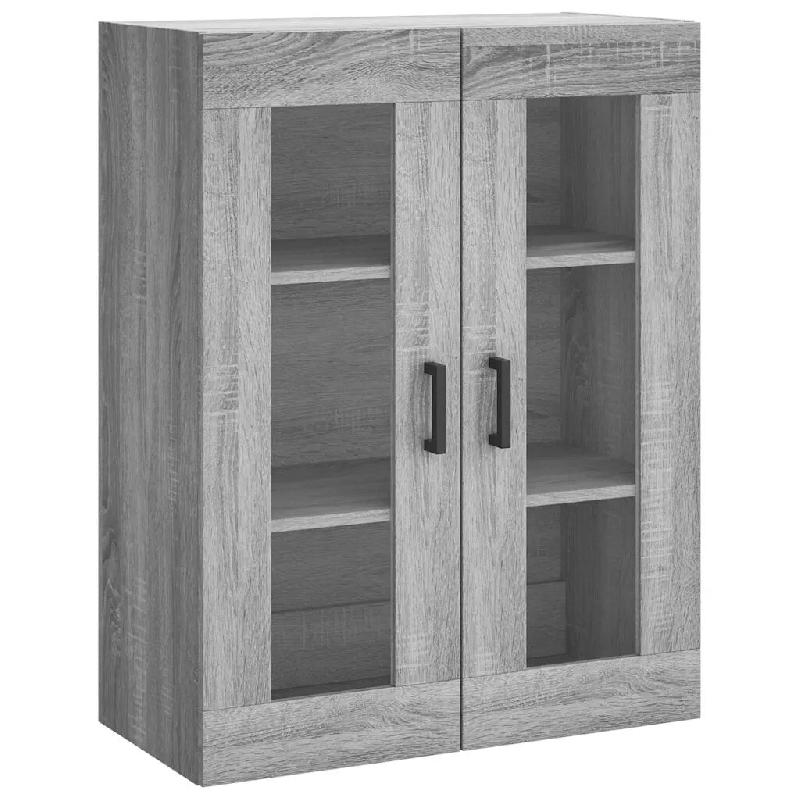 Helloshop26 - Armoire murale élégante avec porte vitrée 69,5 x 34 x 90 cm pour un rangement optimisé en bois gris 02_0048629 - gris verre 30002353_0