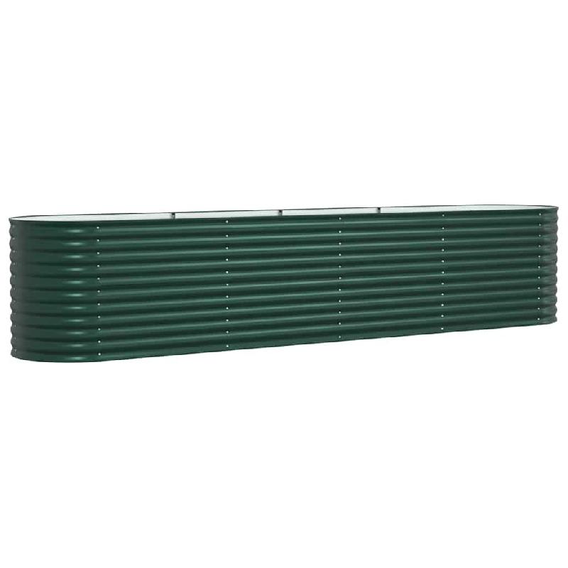 Helloshop26 - Jardinière surélevée moderne extérieur 400 x 80 x 81 cm durable design épuré en acier vert 02_0058902 - vert acier 3000240840456_0