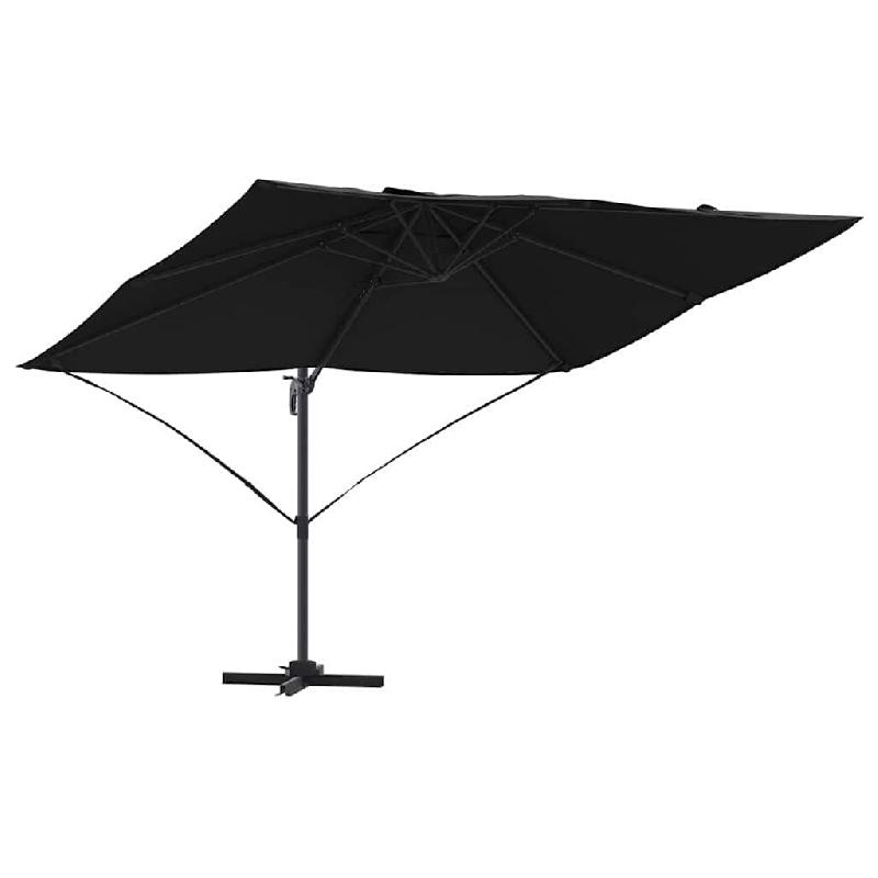 Helloshop26 - Parasol cantilever contemporain pivotable jardin 351 x 250 x 260 cm en polyester noir - noir aluminium 3000240737633_0
