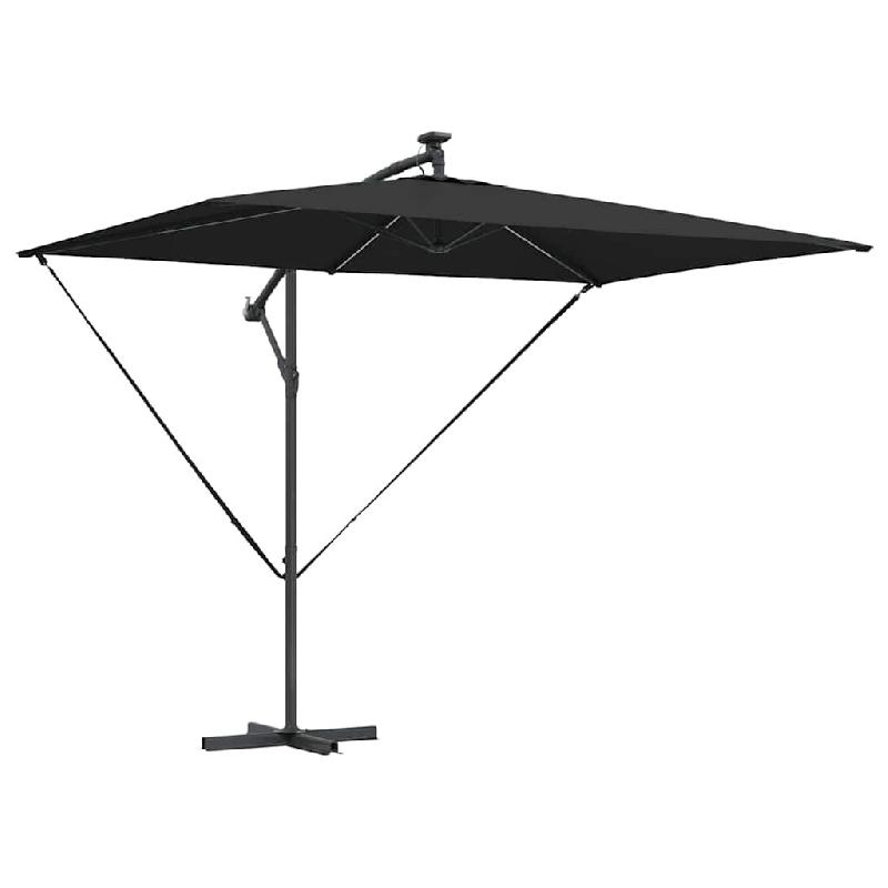 Helloshop26 - Parasol déporté ajustable 294 x 200 x 270 cm toucher moderne ambiance cosy en polyester noir 02_0058767 - noir aluminium 3000240761553_0