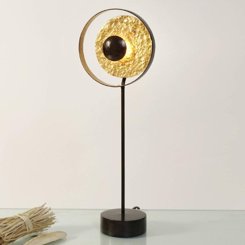 HOLLÄNDER LAMPE À POSER SATELLITE, BRUN ET OR, 42 CM