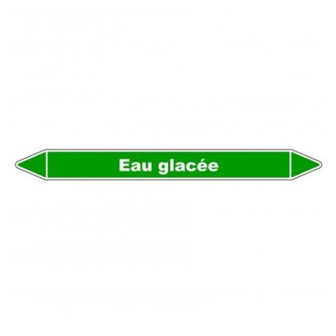LOT DE 3 - MARQUEUR DE TUYAUTERIE - EAU GLACÉE - NFX 08-105 - VINYLE LAMINÉ 250 X 26 MM