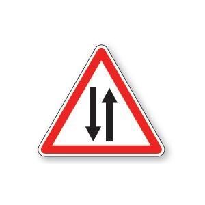 LOT DE 3 - PANNEAU DE DANGER A18 - CIRCULATION DEUX SENS VINYLE SOUPLE AUTOCOLLANT 200 MM
