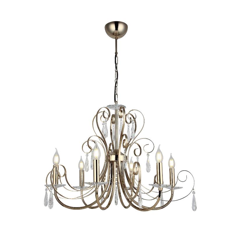 LUCEA LUSTRE ELAMO À SUSPENSION VERRE DORÉ, À 6 LAMPES