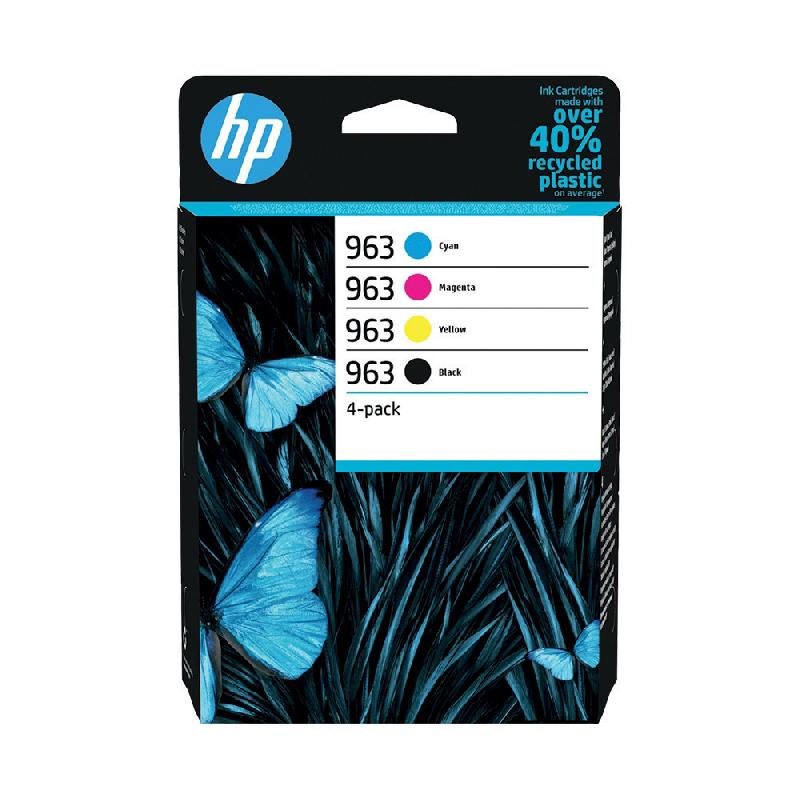 PACK 4 CARTOUCHES D'ENCRE NOIR ET COULEURS HP 963 POUR IMPRIMANTES JET D'ENCRE