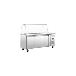 Polar Comptoir inox réfrigéré de préparation 417 Litres , 3 portes GN 1/1 avec pare-haleine, 300 W, 220 V - MONO - 5050984523854_0