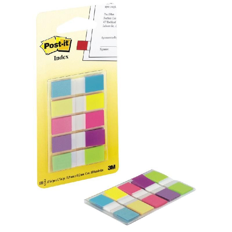 POST-IT® DISTRIBUTEURS À MARQUES PAGES (683-5CBEU) - 11,9 X 43,1 MM - COULEUR : ASSORTIES (LOT DE 5)