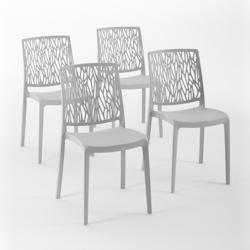 RATTATAN Set 4 Chaises en polypropylène avec fibre de verre empilables pour extérieur et jardin, bar et restaurant, cuisine design moderne - LISA -_0
