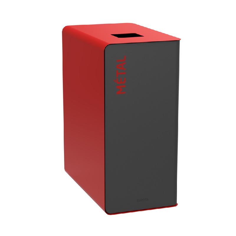 ROSSIGNOL Borne de tri selectif 65 L sans serrure - cubatri - tri metal - gris manganese / rouge signalisation_0