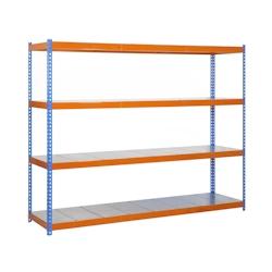 SimonRack Étagère Industrielle, 2000x2400x750 mm, 4 Niveaux, Métal, Étagère Charge Lourde, Bleu/Orange/Galvanisé - Simonforte - métal 8435104990896_0