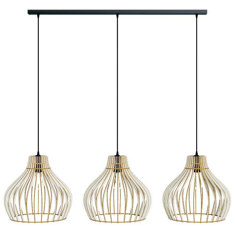 TEMAR LIGHTING SUSPENSION BARREL ABAT-JOUR EN BOIS, 3 LAMPES