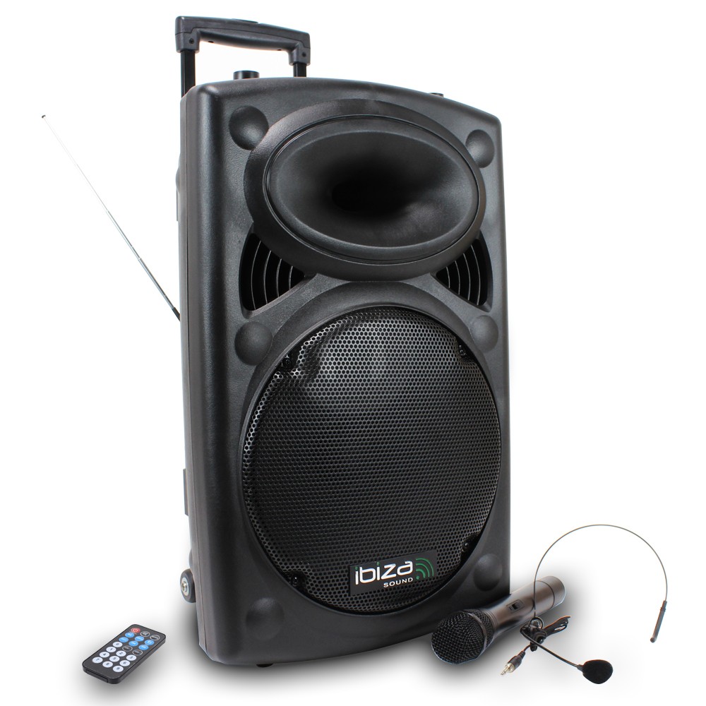 Système portable autonome Ibiza port12  UHF BT USB/VOX/BLUETOOTH et 2 micros UHF 350 Watts_0