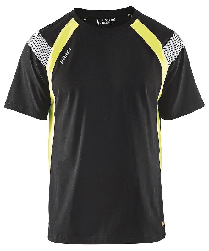 T-SHIRT NOIR/JAUNE FLUORESCENT TAILLE S - 333210309933S - MANUTAN COLLECTIVITÉS