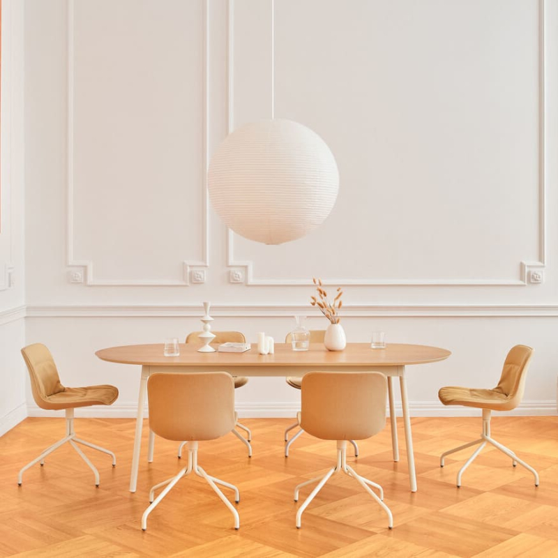 Table ovale design UNIT - pied métal - plateau bois ou Fenix noir - Marque MDD - Garantie 5 ans_0