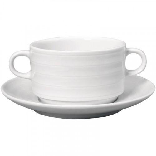 TASSES À CONSOMMÉ AVEC SOUCOUPES BLANCHES INTENZZO 330 ML - LOT DE 4