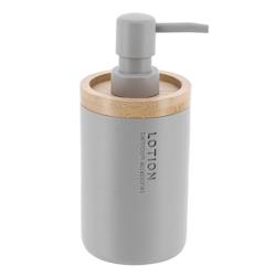 TENDANCE Distributeur à Savon ou lotion en résine Gris clair et Bambou 280 ml - gris 3664323184990_0