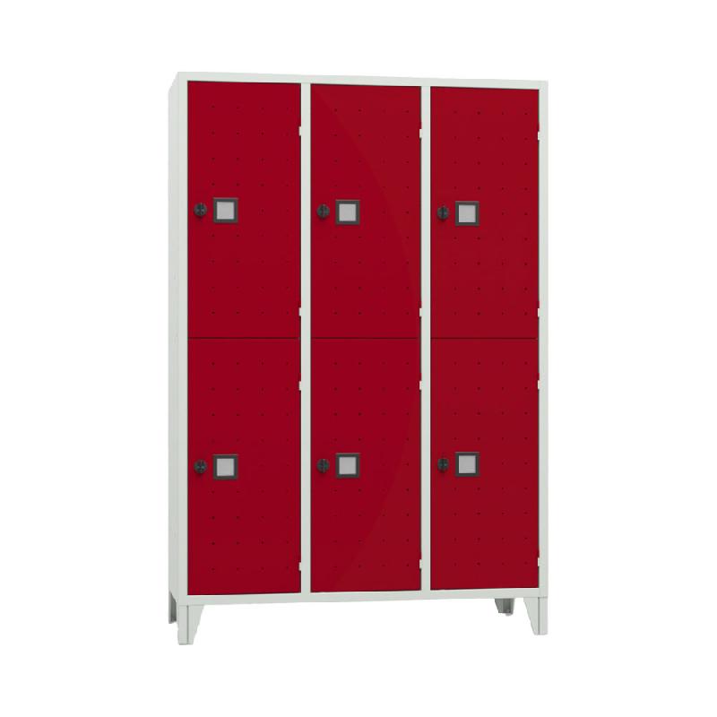Vestiaire Roma 3 colonnes 2 cases gris / rouge_0