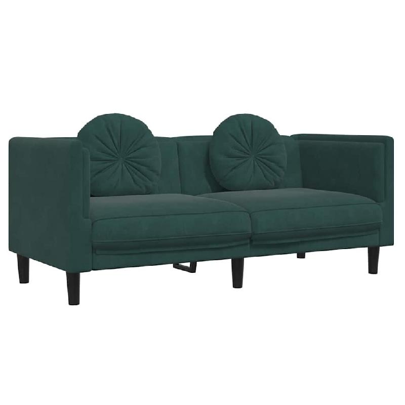 VidaXL Canapé avec coussins 2 places vert foncé velours Modèle Kermonel - 372634_0