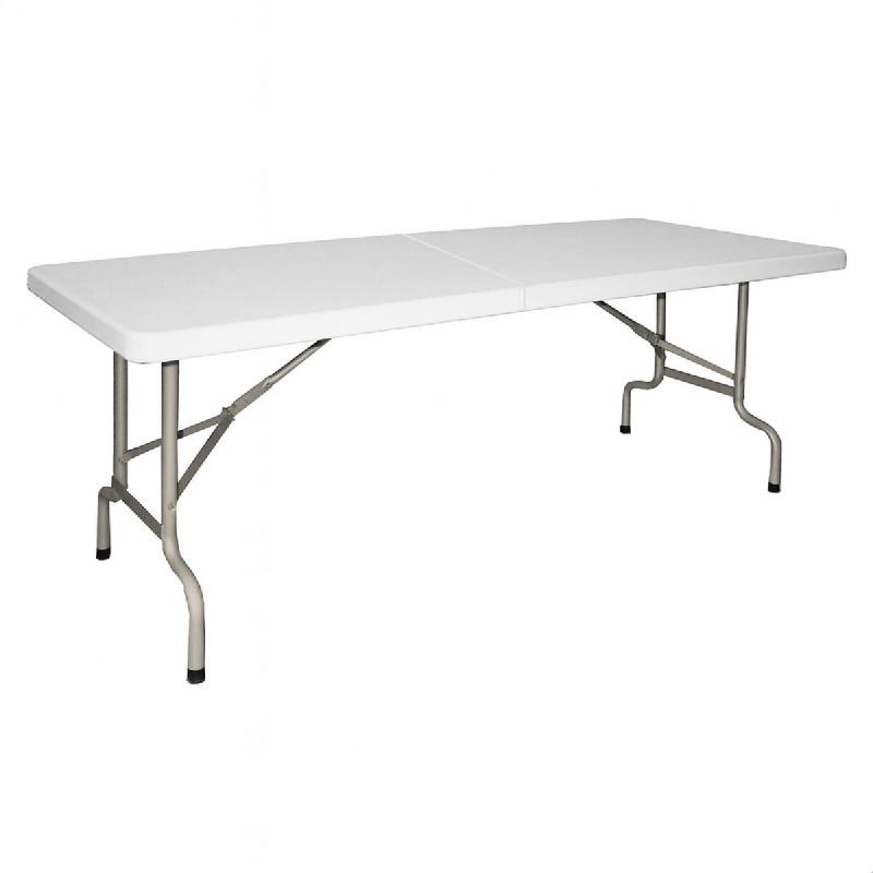 WellHome - Table pliante à structure métallique 180 x 75 x 74 cm - blanc multi-matériau WH13210_0