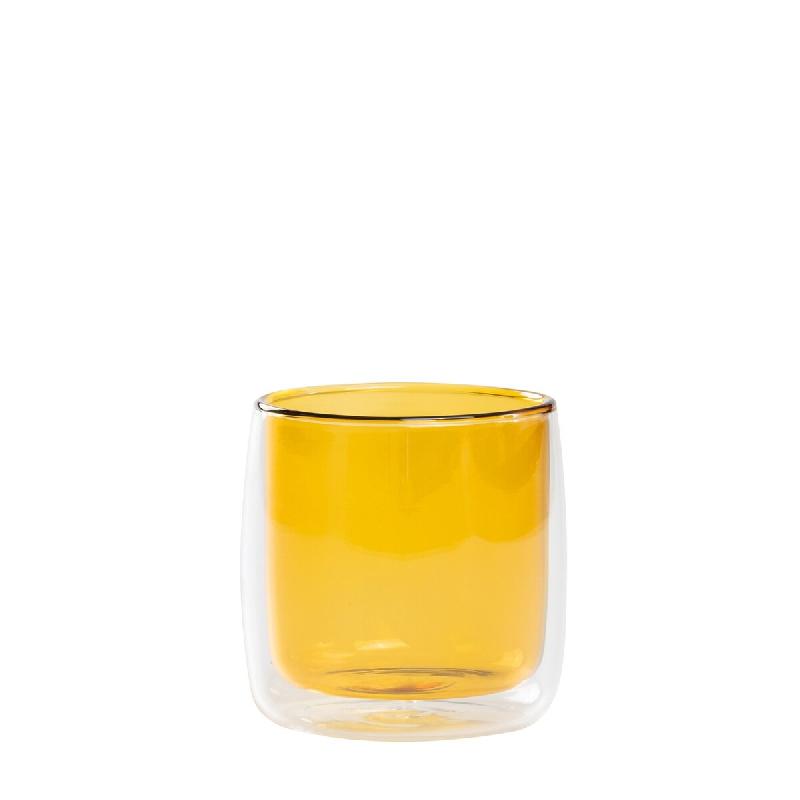 Zafferano No Bilia Set De 4 Verres Double Paroi Tumbler Borosilicate Double Paroi Transparent Et Jaune Or Design Contemporain Élégant Haute Résista_0